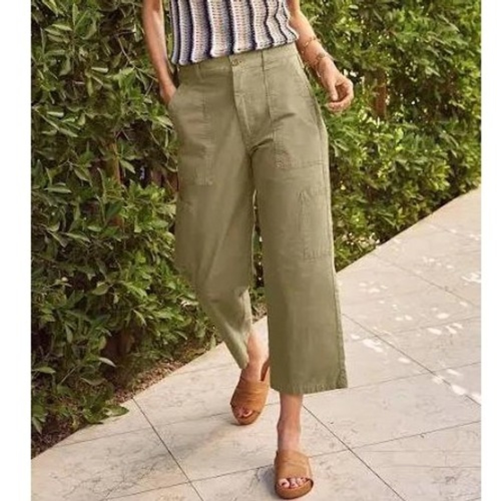 Agolde AGOLDE Wide Leg Crop Pants Daria Women's Size 28 Green Pockets Preppy